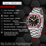 Quality Brand BB58 Retro Red Automatic Luxury Waterproof Mechanical Stainless steel Rivet Strap Wristwatches for Men