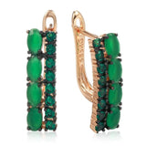 Latest Fashion Rolled 14K Rose Gold AAA Green Opal Zircon Crystal Drop Earrings, Vintage Style Jewellery