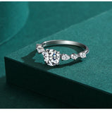 Round 1ct Dazzling 925 Solid Silver AAAA Lab Created Diamond Engagement Ring