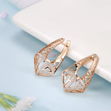 14K Rolled Gold Geometric Rectangle AAA Zircon Diamonds Drop Elegant Fashion Earrings