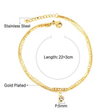 Double Layer Coin Disc Pendant Anklets - Gold Colour Stainless Steel Anti-allergic Rope Chain Jewellery - The Jewellery Supermarket