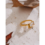 Delicate 18K Gold Plated AAA Shiny Cubic Zirconia Diamond Rectangle Premium Ring