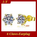 Fabulous 0.5ct-3ct Classic Moissanite Diamonds Silver Unisex Stud Earrings
