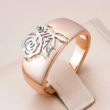 Vintage Glossy Rose Flower 12mm Width Filled 14K Rose Gold Silver Colour Mix  Ring for Women - Party Daily Jewellery