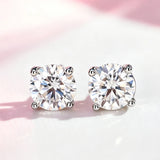 Classic Moissanite Diamonds Flower Stud Earrings 925 Silver with Six-Prong Setting