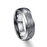 New Arrival 8mm Brushed Domed Diagonal Grooves Tungsten Carbide Rings - Wedding Engagement Ring - The Jewellery Supermarket