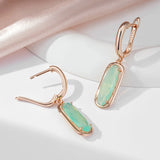 14 Karat Elegant Lake Green Long AAA Zircon Crystals Dangle Earrings For Women