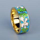 New Fresh Green Handmade Enamel Irregular Pattern Womens Ring Party Jewellery