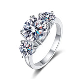 Outstanding 4ct 3 Stone Moissanite Diamonds Rings for Women 18KGP Wedding Engagement S925 Silver Bridal Jewellery