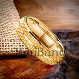 Carbon Fiber Inlay 4/6/8mm Gold Tungsten Engagement Wedding Rings for Men Women
