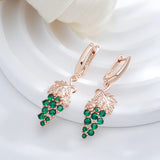 Adorable 14K Gold Filled Green AAA Zircon Crystals Long Grape Drop Earrings