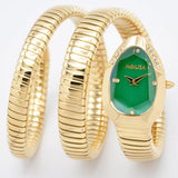 High Quality Gold Diamond Set Snake Shaped Dress Watch Bangle Unique Brand Watch