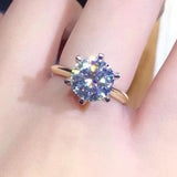 1Ct - 3Ct Diamond Solitaire Silver Yellow GP VVS1 D Colour Moissanite Diamond Ring