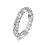Terrific 2-5mm VVS1 D Colour Moissanite Diamonds Sparkling Eternity Silver Ring