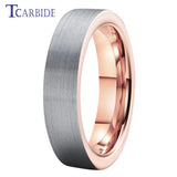 Pipe Cut Brushed Finish 4/6/8MM Rose Classic Tungsten Carbide Wedding Rings