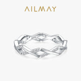 Authentic 925 Silver Staggered Line AAAA Lab Created Diamond Stackable Ring