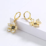 Fashion Yellow Flower 18k Gold Plated Flower Luxury Handmade Enamel Earrings