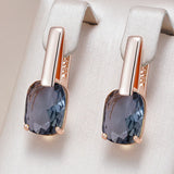 14K Gold Filled Grey or Brown Square Zircon Crsytals Drop Earrings Quality Jewellery