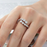 12 Stone 1.56cttw Sparkling Moissanite Twist Shank Silver Moissanite Engagement Rings