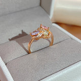 New Season Romantic Rolled 14K Rose Gold Colourful AAA Zircon Crystals Flower Rings -  Luxury Fine Jewellery