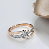 New Arrival Adorable Fashion Rolled 14K Rose Gold AAA Zircon Diamonds Ring - Fine Vintage Wedding Jewellery