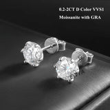 Brilliant 0.2-2ct D VVS1 6 Prong Moissanite Diamonds Screw Stud Earrings For Women Sterling Silver Fine Jewellery - The Jewellery Supermarket