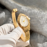 Waterdrop Case Single-Coil Snake Bangle Luxury Art Deco Inspired Ladies Watch