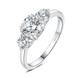3 Stone D Colour 1.4ct Moissanite Diamonds Sterling Silver Wedding Engagement Rings for Women 18KGP Fine Jewellery