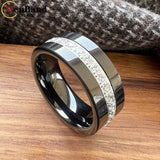 High Quality Black Cubic Zirconia Stones Inlay 8MM  Tungsten Wedding Rings