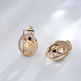 New Trend Creative 14K Rolled Rose Gold AAA Zircon Diamonds Glossy Drop Earrings - Fashion Party Jewellery