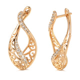 14K Gold Filled Fashion Trendy AAA Zircon Diamonds Hollow Drop Vintage Earrings
