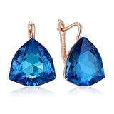 14 Karat Rolled Gold Unique Big Blue Zircon Crystal Drop Earrings For Women Fine Jewellery