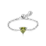 Fashion Silver 12 Month Birthday AAAA Lab Created Diamond Adjustable Chain Rings