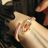 Luxurious Casual Style Honeycomb Case One Piece Women's Steel Band Snake-Shaped Snake Body Red Eye Quartz Watch