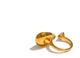 14K Gold Plated Stainless Steel Green Natural Stone AAA Zirconia Water Drop Geometric Ring
