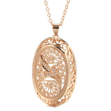 14K Gold Filled Vitality Plant Retro Texture Big Charm Pendant Necklaces for Women