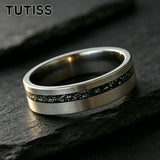Black Meteorite Offset groove Brushed Finish 6/8mm Tungsten Carbide Couple Rings