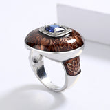 Brown Handmade Enamel AAA Zircon Crystal Domineering Mens Creative Ring