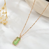 14K Gold Filled Fog Green Square AAA Zircon Crystal Elegant Necklace For Women