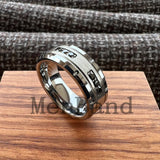 Black Silver Cubic Zirconia Stones Inlay 8mm Mens Womens Wedding Tungsten Ring