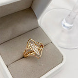 Unique Splendid 14K Rolled Rose Gold Curve Micro Wax Inlay AAA Zircon Diamonds Ring - Fine Fashion Jewellery