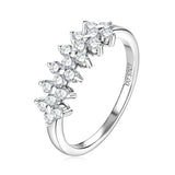 2MM Round VVS1 D Colour Moissanite Diamond Silver 925 Flower Half Eternity Rings