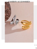 18K Gold Plated Chic Unique Stainless Steel Unusual Simple Sleek Fashion Ring