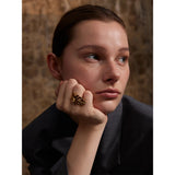 18K Gold Plated Stylish Design Stainless Steel Metal Leaf Leaves Open Ring Fashion Jewellery