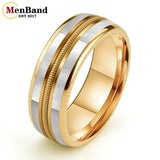 Mother Of Pearl Shell Rose Gold Guitar String Inlaid Dome Polished Tungsten Rings