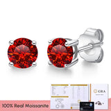 Real 0.1-3CT Moissanite Diamond Stud Earrings Silver Platinum Plated  Fine Jewelry