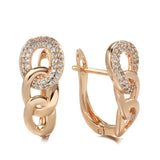 14K Filled Gold Hollow Round Chain With AAA Zircon Diamonds Dangle Elegant Earrings