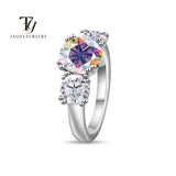 Elegant Multicolour 3CT+1*2CT D Colour Moissanite Diamonds Classic Rings Silver Fine Jewellery Women's Luxury Rings