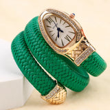 Unique Snake Shape AAA Luxury Fashion Quartz Watches Women's Zircon Diamonds Bling Gold Colour Ladies Watches