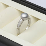 Genuine Real Freshwater Pearl AAA Zircon Diamonds Silver Multicolour Rings